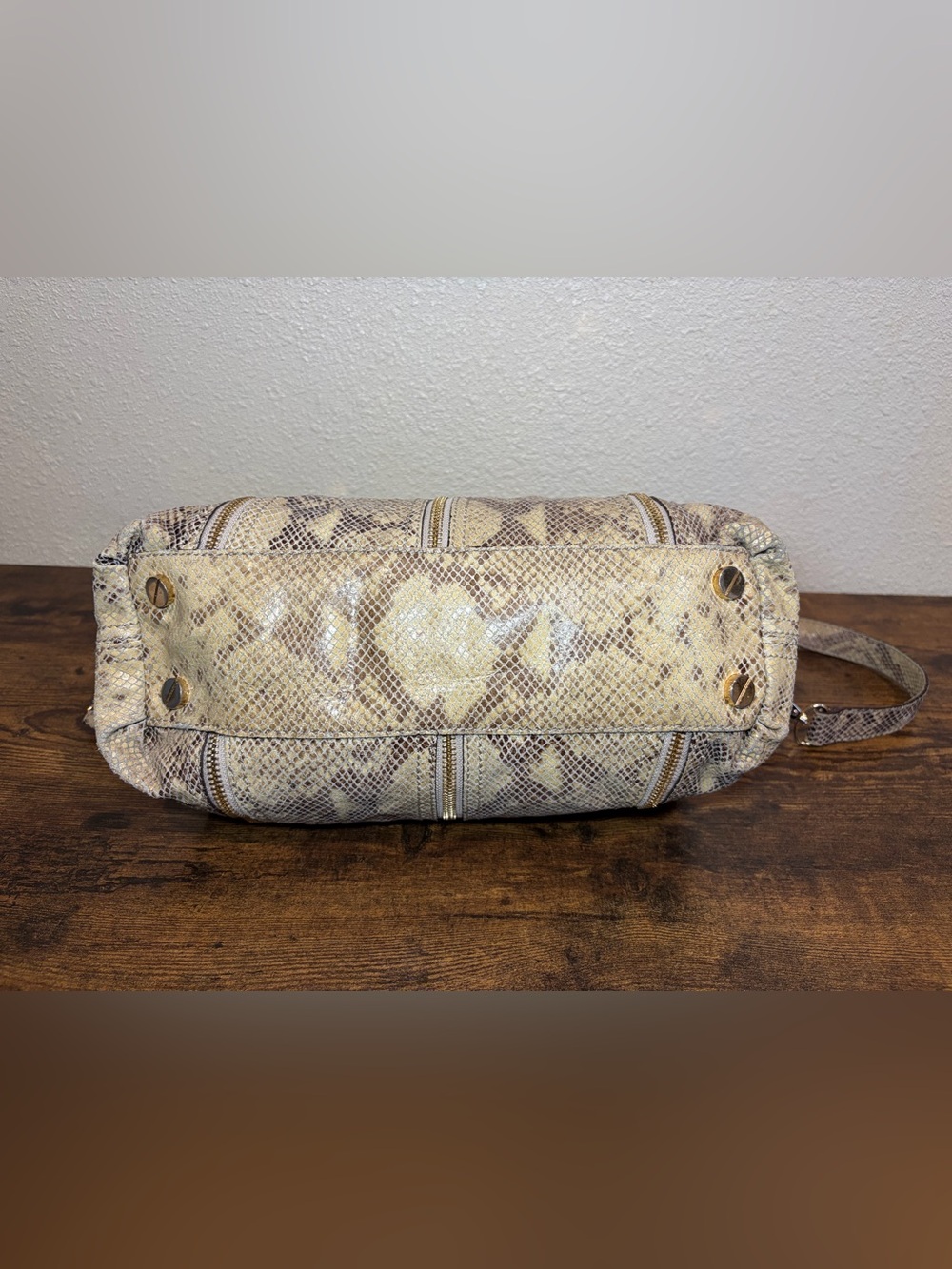 MICHAEL KORS Y2K Python Snakeskin Leather Satchel Tote Shoulder Bag Purse Large - Picture 5 of 12
